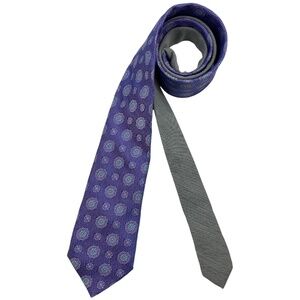 SAMUELSOHN Purple/Gray Geometric Silk LUXURY Tie ITALY